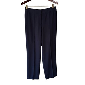 St. John Caviar Diana Navy Trousers Size 6 Designer Luxury Office Preppy